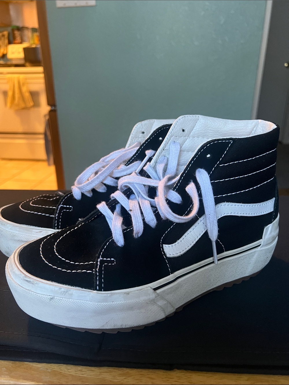 Vans Black and White High-Top Skate Sneakers